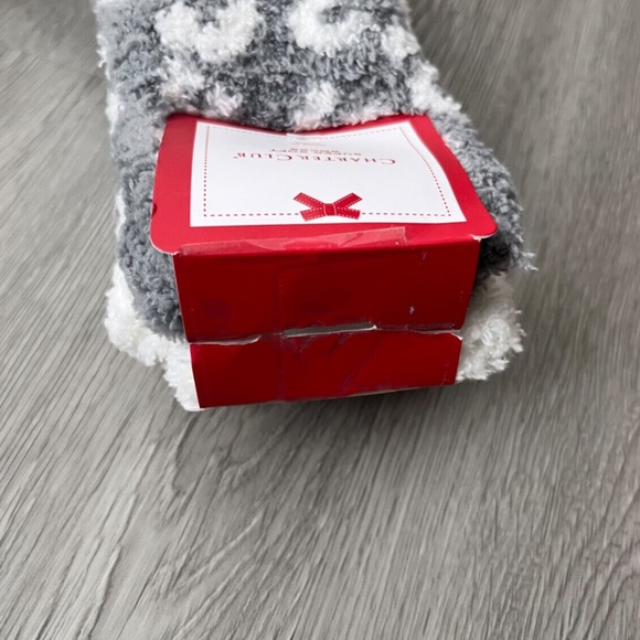 2 Pack of Charter Club Women's Butter Super Soft Fuzzy Crew Socks, Gray/White - Picture 6 of 7